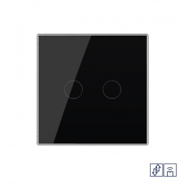 Сенсорный радиоуправляемый выключатель для жалюзи Livolo 2 клавиши 1 модуль Черный VL-C702WR-12