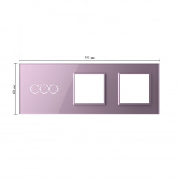Панель для трехклавишного сенсорного выключателя и двух розеток Livolo, цвет розовый, стекло