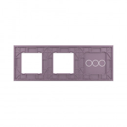 Панель для трехклавишного сенсорного выключателя и двух розеток Livolo, цвет розовый, стекло