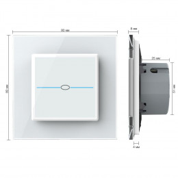 Сенсорный выключатель Livolo Quadro 1 клавиша 1 пост Белый VL-Q701-11