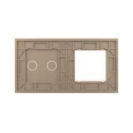 Панель для розетки и сенсорного выключателя Livolo, 2 клавиши, цвет золотой, стекло