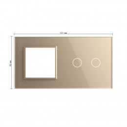 Панель для розетки и сенсорного выключателя Livolo, 2 клавиши, цвет золотой, стекло