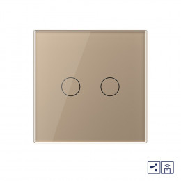 Двухклавишный проходной/перекрестный сенсорный выключатель Livolo с функцией радиоуправления, 1 пост, цвет золотой