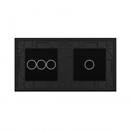 Панель для двух сенсорных выключателей Livolo, 4 клавиши (1+3), цвет черный, стекло