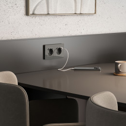 Розетка с заземлением, шторками и USB тип A+C (графит акрил) Werkel W1171744