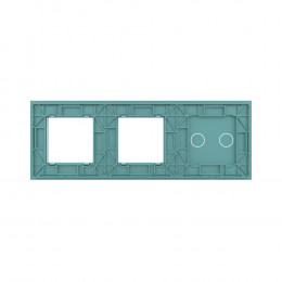 Панель для сенсорного выключателя и двух розеток Livolo, 2 клавиши, цвет зеленый, стекло