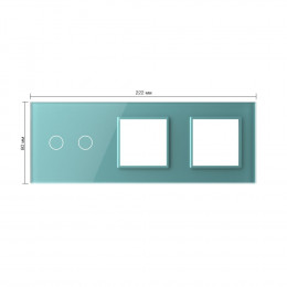Панель для сенсорного выключателя и двух розеток Livolo, 2 клавиши, цвет зеленый, стекло