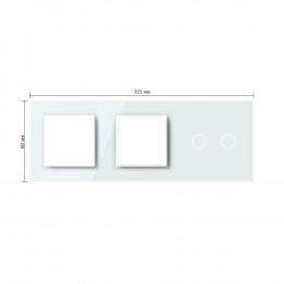 Панель для двух розеток и сенсорного выключателя Livolo, 2 клавиши, цвет белый, стекло