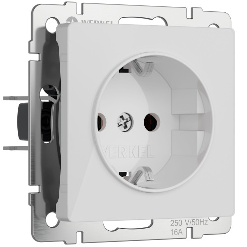 Купить Розетка с заземлением и шторками (белый акрил) Werkel W1171141 в rum24.ru