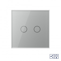Двухклавишный проходной/перекрестный сенсорный диммер Livolo, 1 пост, цвет серый