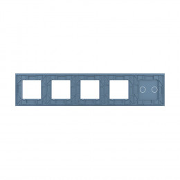 Панель для сенсорного выключателя и 4-х розеток Livolo, 2 клавиши, цвет синий, стекло