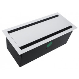 Настольный встраиваемый розеточный блок с откидной крышкой 8 мод. (4 мод. 45х45), алюминий DDSB8HLAL