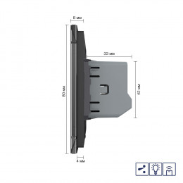 Одноклавишный проходной/перекрестный сенсорный диммер Livolo с функцией радиоуправления, 1 пост, цвет черный