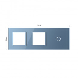 Панель для двух розеток и сенсорного выключателя Livolo, 1 клавиша, цвет синий, стекло