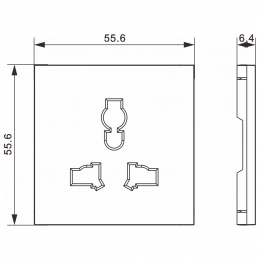 Накладка для розетки мультистандарт, со шторками 16A 250 В~, сталь, серия A07 DE11637