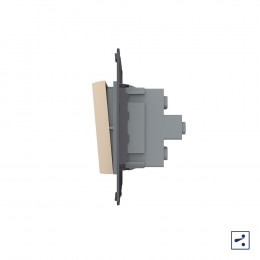 Двухклавишный простой и проходной механический выключатель Livolo, цвет золотой (механизм), VL-C7-K2S-13