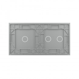 Панель для двух сенсорных выключателей Livolo, 3 клавиши (2+1), цвет серый, стекло