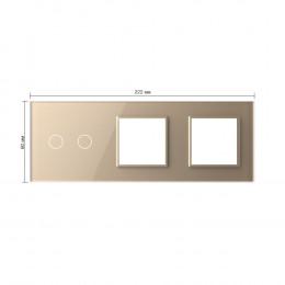 Панель для сенсорного выключателя и двух розеток Livolo, 2 клавиши, цвет золотой, стекло