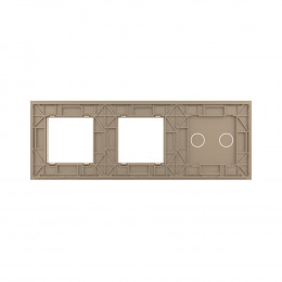 Панель для сенсорного выключателя и двух розеток Livolo, 2 клавиши, цвет золотой, стекло