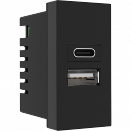 USB зарядное устройство, 2.1A, Type A + C, 1 мод., черн. (22.5х45мм) DUSB2100ANCF