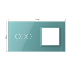 Панель для трехклавишного сенсорного выключателя и розетки Livolo, цвет зеленый, стекло