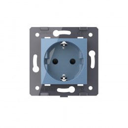 Розетка электрическая с заземлением защитными шторками 16A Livolo, цвет синий (механизм)