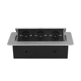 Розетка горизонтальная выдвижная 3 Euro 16A RocketSocket, проводка, цвет серый