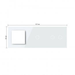 Панель для розетки и двух сенсорных выключателей Livolo, 3 клавиши (1+2), цвет белый, стекло