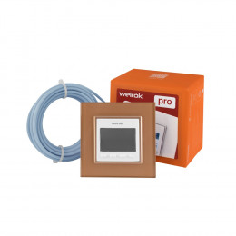 Терморегулятор Welrok PRO для рамки LIVOLO с электронным управлением, датчик воздуха, датчик пола 3 м, цвет белый с золотой рамкой