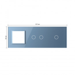Панель для розетки и двух сенсорных выключателей Livolo, 3 клавиши (2+1), цвет синий, стекло