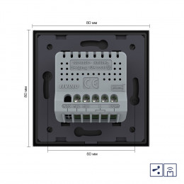 Двухклавишный проходной/перекрестный сенсорный выключатель Livolo с функцией радиоуправления, 1 пост, цвет черный