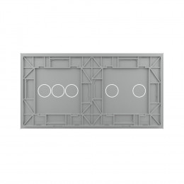 Панель для двух сенсорных выключателей Livolo, 5 клавиш (2+3), цвет серый, стекло