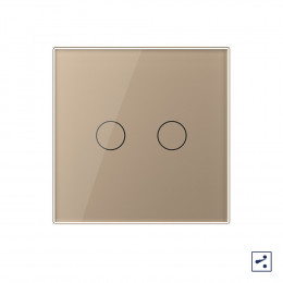 Двухклавишный проходной/перекрестный сенсорный выключатель Livolo, 1 пост, Золотой