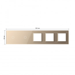 Панель для 2-х сенсорных выключателей и 3-х розеток Livolo, 2 клавиши (1+1), цвет золотой, стекло BB-C7-C1/C1/SR/SR/SR-13