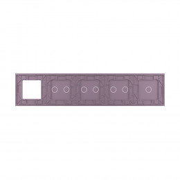 Панель для 4-х сенсорных выключателей и розетки Livolo, 7 клавиш (1+2+2+2), цвет розовый, стекло