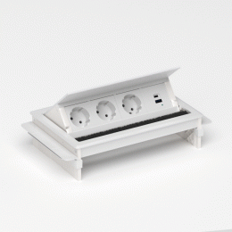 Настольный встраиваемый розеточный блок 8 мод. (4 мод. 45х45), белый DDSB8RHLW