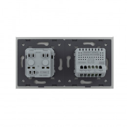 Одноклавишный сенсорный выключатель с розеткой Livolo, 2 поста, цвет серый