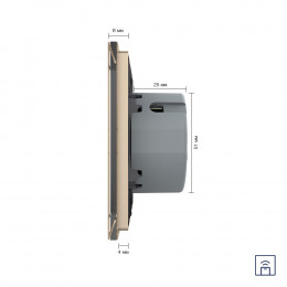 Сенсорный выключатель Livolo с функцией радиоуправления, 4 клавиши (2-2), 2 поста, цвет золотой