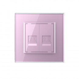 Розетка телефонная двойная RJ-11 кат.3 Livolo, 1 пост, цвет розовый