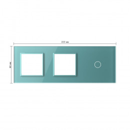 Панель для двух розеток и сенсорного выключателя Livolo, 1 клавиша, цвет зеленый, стекло