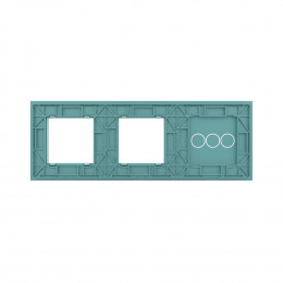 Панель для трехклавишного сенсорного выключателя и двух розеток Livolo, цвет зеленый, стекло