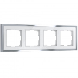 Рамка из металла на 4 поста Baguette белый/серебро