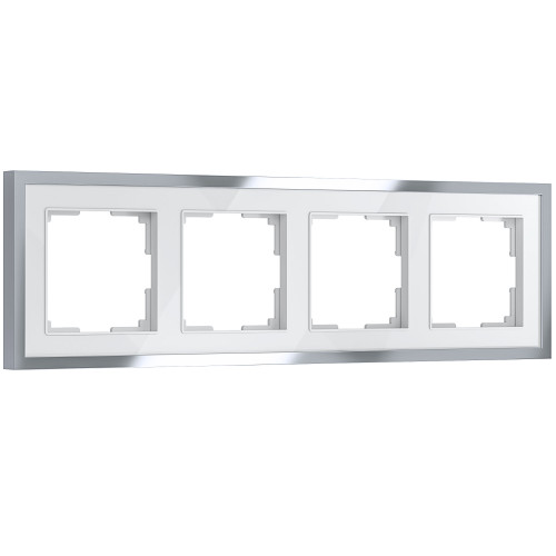 Купить Рамка из металла на 4 поста Baguette белый/серебро в rum24.ru