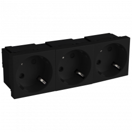 Розетка 3х2К+З нем.ст., 45 гр., с з/ш, черн. (135х45мм), серия (тип) DF6 DF6D3AN