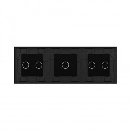 Панель тройная: 2 выключателя + 1 выключатель + 2 выключателя Черная