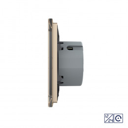 Двухклавишная сенсорная кнопка Livolo 12/24В, 1 пост, Золотой VL-C702CH-13