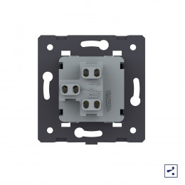 Одноклавишный простой и проходной механический выключатель Livolo, цвет серый (механизм), VL-C7-K1S-15