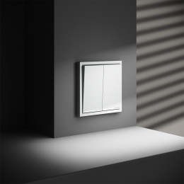 Проходной переключатель встраиваемый VOLTUM S70 двухклавишный с подсветкой (белый матовый) VLS020402