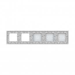 Панель для 3-х сенсорных выключателей и 2-х розеток Livolo, 5 клавиш (2+2+1), цвет белый, стекло