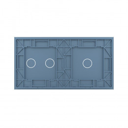 Панель для двух сенсорных выключателей Livolo, 3 клавиши (1+2), цвет синий, стекло